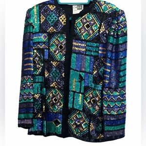 SEQUIN JACKET FITS LIKE A MEDIUM.  EUC- VINTAGE.